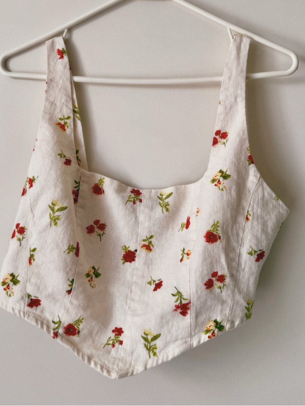 Forever 21 White Floral Boho Festival Cottagecore Corset Crop Tank